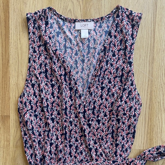 LOFT size small Pink and navy  Patterned tie Dress S 4/6 - Picture 11 of 13